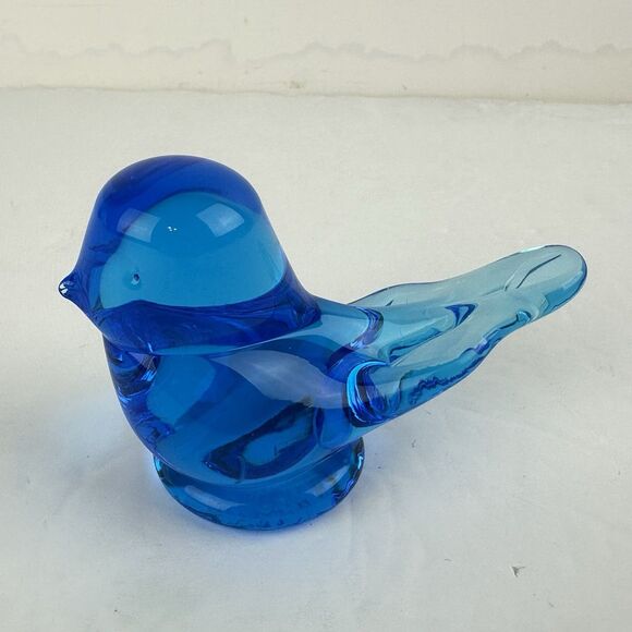 Titan Art Glass Blue Bird of Happiness Happy Little Figurine Paperweight 1999 - Picture 1 of 8